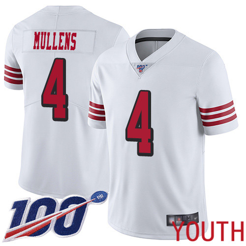 San Francisco 49ers Limited White Youth Nick Mullens NFL Jersey 4 100th Season Rush Vapor Untouchable